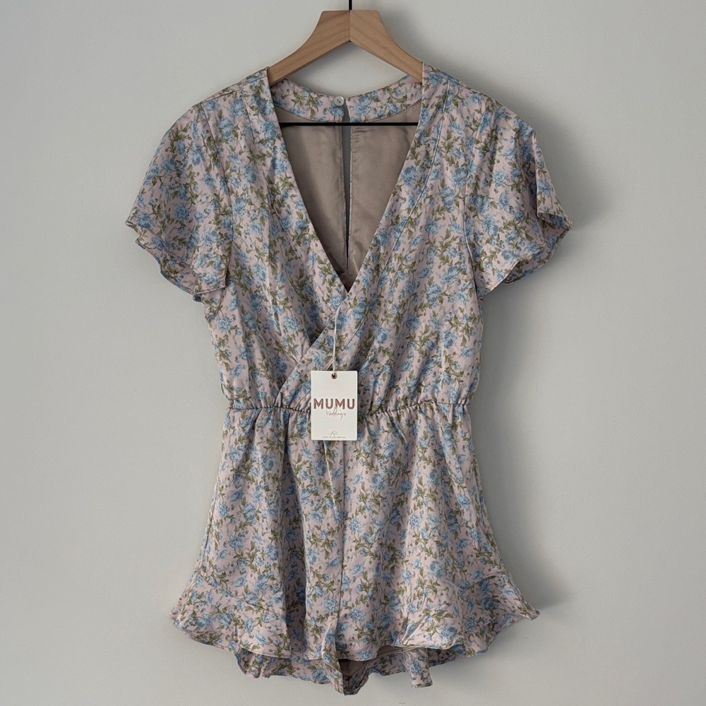 Show Me Your MuMu Pink and Blue Floral Romper